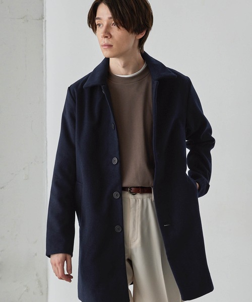 MONO-MART(モノマート)の「シャギーメルトンステンカラーコート2019AW(MONO-MART)(ステンカラーコート)」|ネイビー