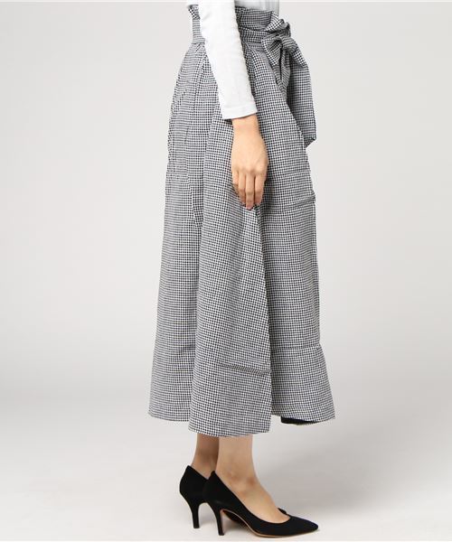 Re:EDIT（リエディ）の「グレンチェック柄ウエストリボンロングフレアスカート（スカート・レディース・ブラック/ブラウン/ブラック系その他/ブラウン系その他・SMALL/LARGE/MEDIUM）」の5枚目の写真