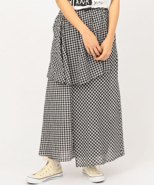 Another Edition（アナザーエディション）の「ギンガムCHKアシンメトリーロングスカート ◆（スカート・レディース・ブラック/レッド・FREE）」の2枚目の写真