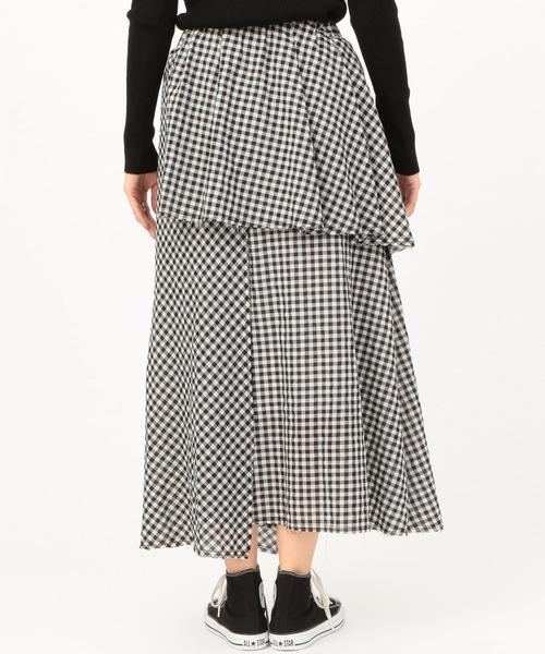 Another Edition（アナザーエディション）の「ギンガムCHKアシンメトリーロングスカート ◆（スカート・レディース・ブラック/レッド・FREE）」の19枚目の写真