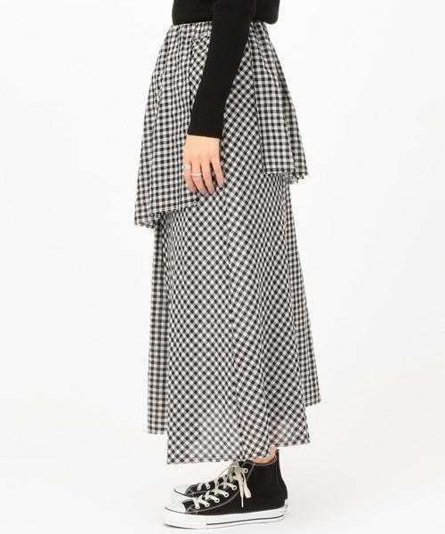 Another Edition（アナザーエディション）の「ギンガムCHKアシンメトリーロングスカート ◆（スカート・レディース・ブラック/レッド・FREE）」の8枚目の写真