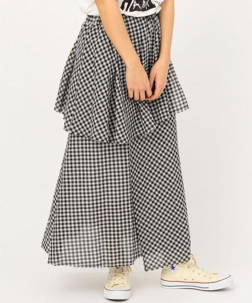 Another Edition（アナザーエディション）の「ギンガムCHKアシンメトリーロングスカート ◆（スカート・レディース・ブラック/レッド・FREE）」の13枚目の写真