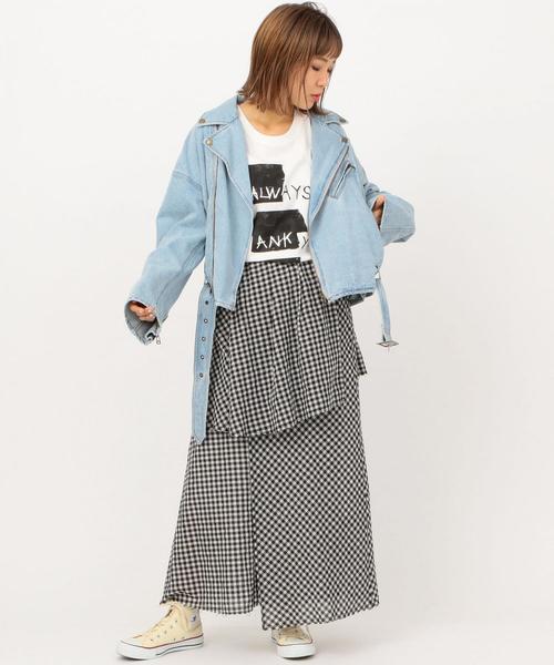 Another Edition（アナザーエディション）の「ギンガムCHKアシンメトリーロングスカート ◆（スカート・レディース・ブラック/レッド・FREE）」の3枚目の写真