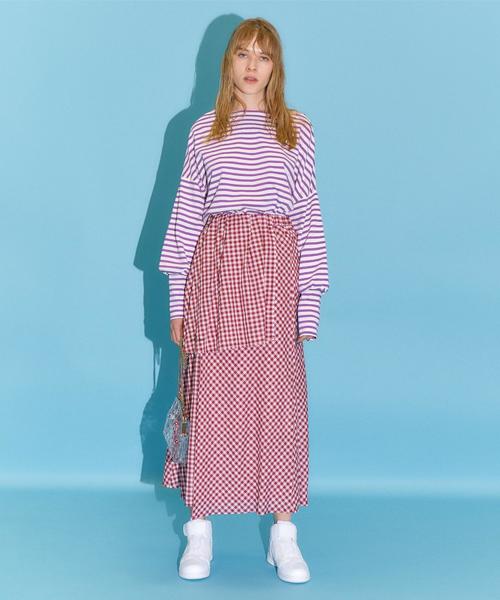 Another Edition（アナザーエディション）の「ギンガムCHKアシンメトリーロングスカート ◆（スカート・レディース・ブラック/レッド・FREE）」の14枚目の写真
