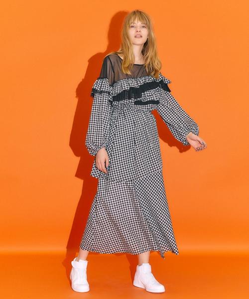 Another Edition（アナザーエディション）の「ギンガムCHKアシンメトリーロングスカート ◆（スカート・レディース・ブラック/レッド・FREE）」の16枚目の写真