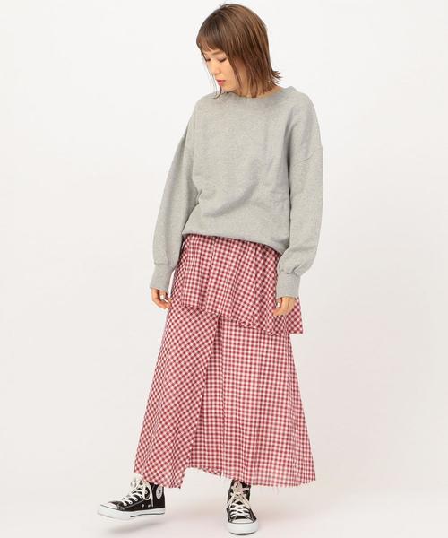 Another Edition（アナザーエディション）の「ギンガムCHKアシンメトリーロングスカート ◆（スカート・レディース・ブラック/レッド・FREE）」の17枚目の写真