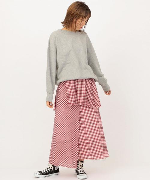 Another Edition（アナザーエディション）の「ギンガムCHKアシンメトリーロングスカート ◆（スカート・レディース・ブラック/レッド・FREE）」の18枚目の写真