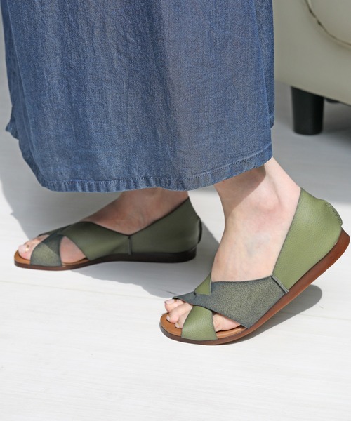 RiiiKa（リーカ）の「【MADE IN JAPAN】【安心の日本製】オープントゥフラットシューズ【RiiiKa/リーカ】（サンダル・レディース・ブラック/アイボリー/キャメル/カーキ/ブラック系その他・M/LL/S/L）」の6枚目の写真