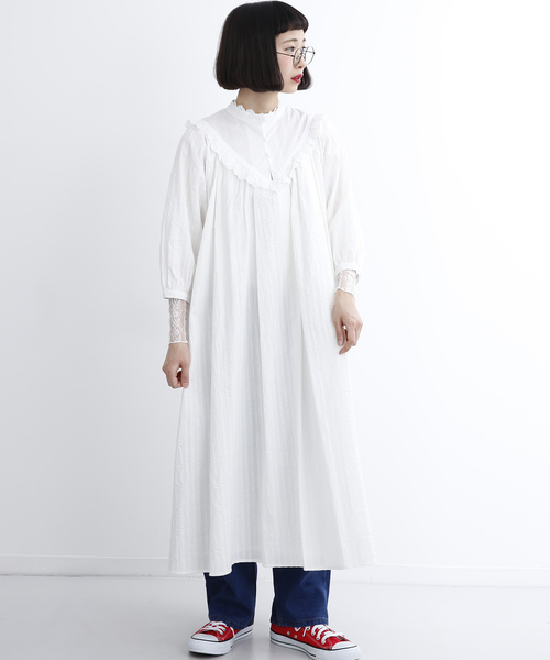 MERLOT（メルロー）の「V字フリル切替ワンピース7356（シャツ