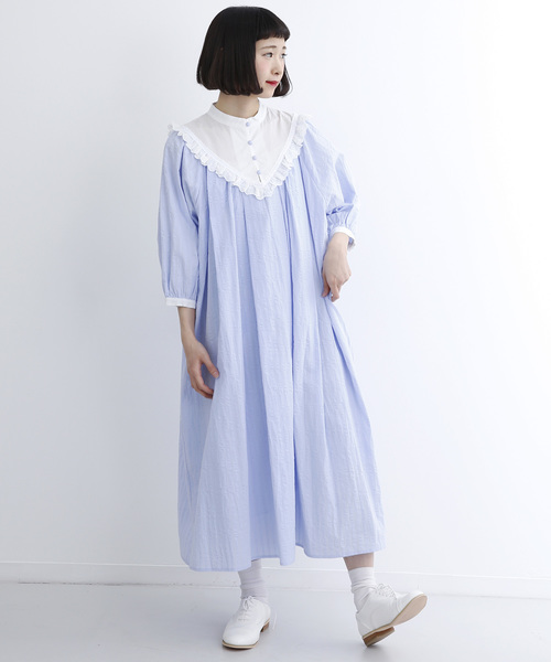 MERLOT（メルロー）の「V字フリル切替ワンピース7356（シャツ