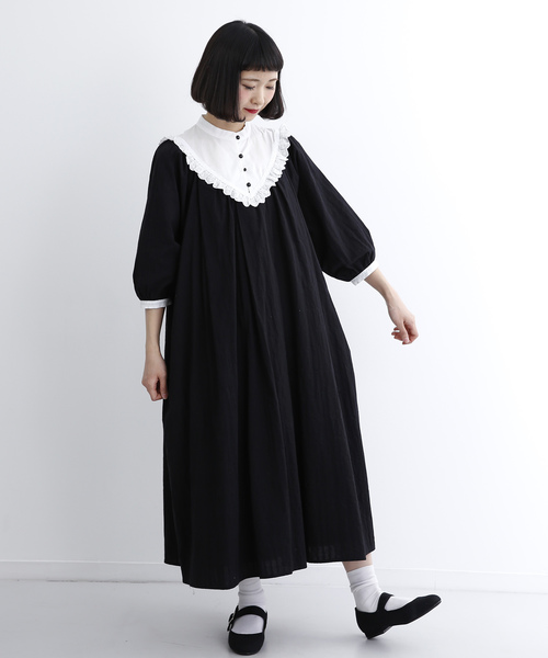 MERLOT（メルロー）の「V字フリル切替ワンピース7356（シャツ