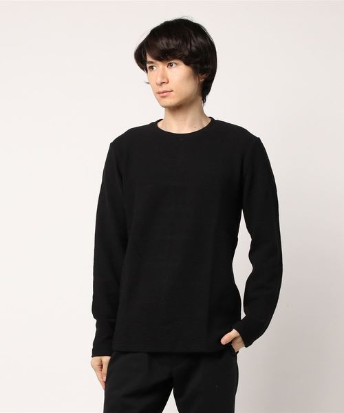 PARKS TOKYO SELECT(パークストウキョウセレクト)の「【BS】変形タック天竺カットソー(クルーネック)(Tシャツ/カットソー・メンズ・ネイビー/杢グレー/ホワイト/ブラック・LARGE/MEDIUM)」の1枚目の写真