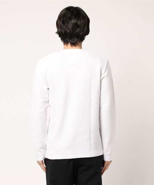 PARKS TOKYO SELECT(パークストウキョウセレクト)の「【BS】変形タック天竺カットソー(クルーネック)(Tシャツ/カットソー・メンズ・ネイビー/杢グレー/ホワイト/ブラック・LARGE/MEDIUM)」の6枚目の写真