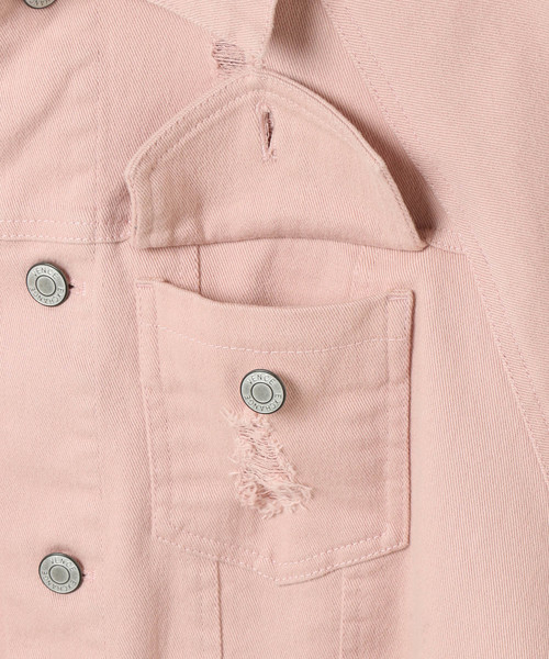 VENCEEXCHANGE（ヴァンスエクスチェンジ）の「ラグランスリーブダメージGジャン（デニムジャケット・レディース・ピンク/ブルー/ブラック・MEDIUM）」の8枚目の写真