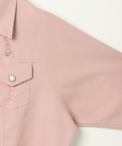 VENCEEXCHANGE（ヴァンスエクスチェンジ）の「ラグランスリーブダメージGジャン（デニムジャケット・レディース・ピンク/ブルー/ブラック・MEDIUM）」の9枚目の写真