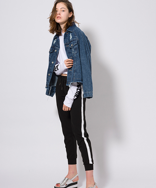 VENCEEXCHANGE（ヴァンスエクスチェンジ）の「ラグランスリーブダメージGジャン（デニムジャケット・レディース・ピンク/ブルー/ブラック・MEDIUM）」の13枚目の写真