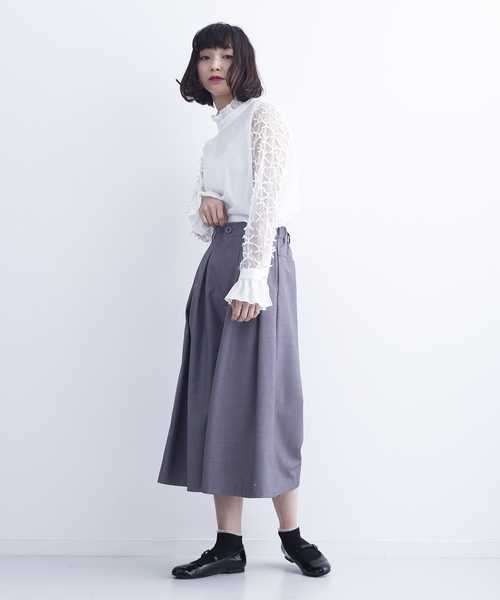 merlot plus（メルロープリュス）の「リボンチュール袖ブラウス6493（シャツ/ブラウス・レディース・ブラック/アイボリー・FREE）」の8枚目の写真