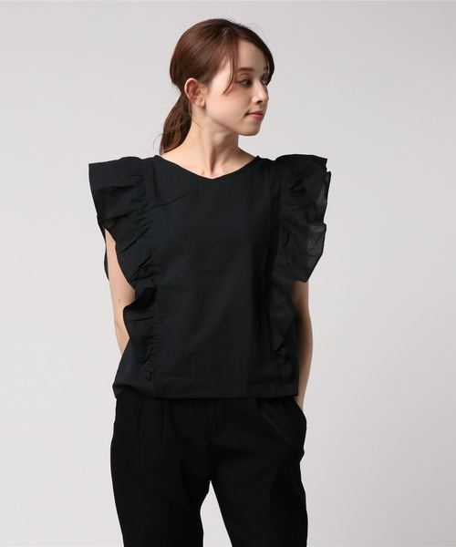 earth music&ecology（アースミュージックアンドエコロジー）の「・ラッフルスリーブブラウス（シャツ/ブラウス・レディース・ブラック/レッド/オフホワイト/ブルーグリーン・FREE）」の15枚目の写真