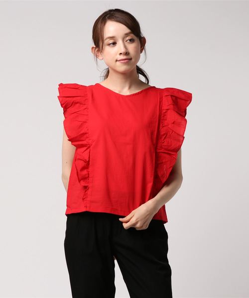 earth music&ecology（アースミュージックアンドエコロジー）の「・ラッフルスリーブブラウス（シャツ/ブラウス・レディース・ブラック/レッド/オフホワイト/ブルーグリーン・FREE）」の16枚目の写真