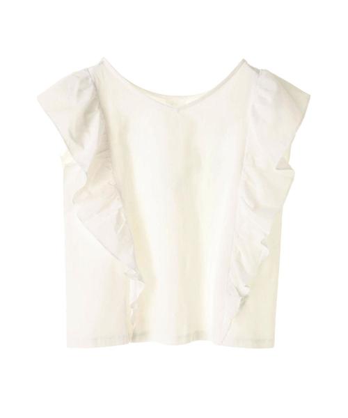 earth music&ecology（アースミュージックアンドエコロジー）の「・ラッフルスリーブブラウス（シャツ/ブラウス・レディース・ブラック/レッド/オフホワイト/ブルーグリーン・FREE）」の8枚目の写真