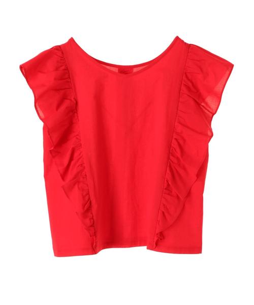 earth music&ecology（アースミュージックアンドエコロジー）の「・ラッフルスリーブブラウス（シャツ/ブラウス・レディース・ブラック/レッド/オフホワイト/ブルーグリーン・FREE）」の5枚目の写真