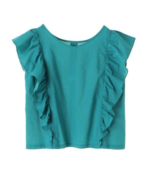 earth music&ecology（アースミュージックアンドエコロジー）の「・ラッフルスリーブブラウス（シャツ/ブラウス・レディース・ブラック/レッド/オフホワイト/ブルーグリーン・FREE）」の7枚目の写真