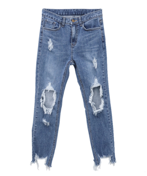SUNBABIES（サンベイビーズ）の「クラッシュスリムストレートデニム（デニムパンツ・レディース・ブルー・SMALL/MEDIUM）」の6枚目の写真