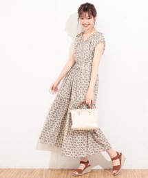 natural couture | ギャザーフリルティアード花柄ワンピース(ワンピース)