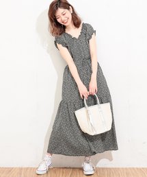natural couture | ギャザーフリルティアード花柄ワンピース(ワンピース)