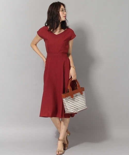 Andemiu（アンデミュウ）の「バックリボンムジフレアワンピース804946（ワンピース・レディース・ネイビー/ブラウン・FREE）」の3枚目の写真