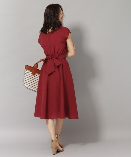 Andemiu（アンデミュウ）の「バックリボンムジフレアワンピース804946（ワンピース・レディース・ネイビー/ブラウン・FREE）」の4枚目の写真