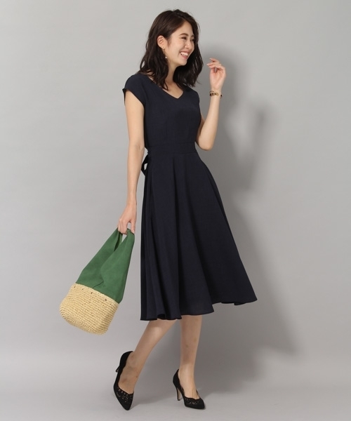 Andemiu（アンデミュウ）の「バックリボンムジフレアワンピース804946（ワンピース・レディース・ネイビー/ブラウン・FREE）」の6枚目の写真