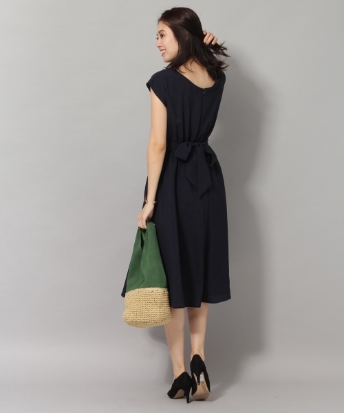 Andemiu（アンデミュウ）の「バックリボンムジフレアワンピース804946（ワンピース・レディース・ネイビー/ブラウン・FREE）」の7枚目の写真