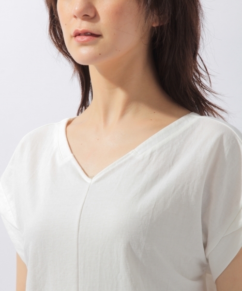 laboratory work（ラボラトリーワーク）の「バックタックユルＶネックプルオーバー（Tシャツ/カットソー・レディース・ホワイト/ブラック/オレンジ・MEDIUM）」の11枚目の写真