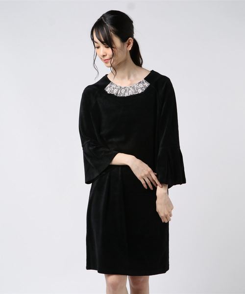 flower（フラワー）の「シャンパンワンピース（ワンピース・レディース・ブラック/ベージュ・FREE）」の5枚目の写真