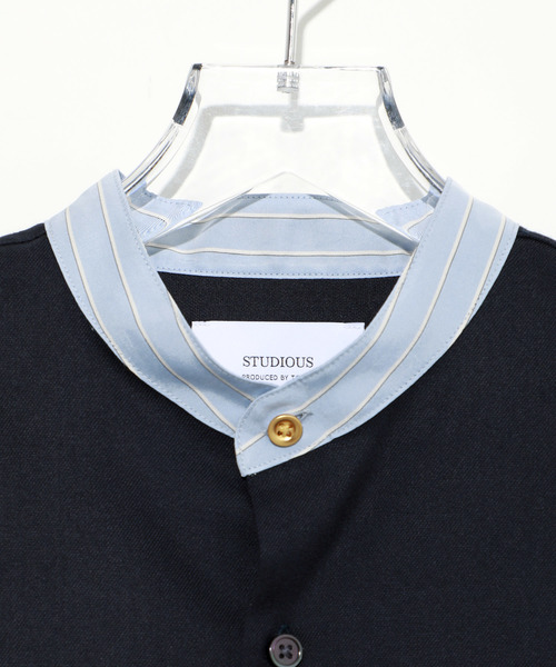 STUDIOUS（ステュディオス）の「【STUDIOUS】ソフトウォームクロスクレリックバンドカラーシャツ（シャツ/ブラウス・メンズ・ダークグレー/ベージュ/ネイビー・1/2/3）」の4枚目の写真