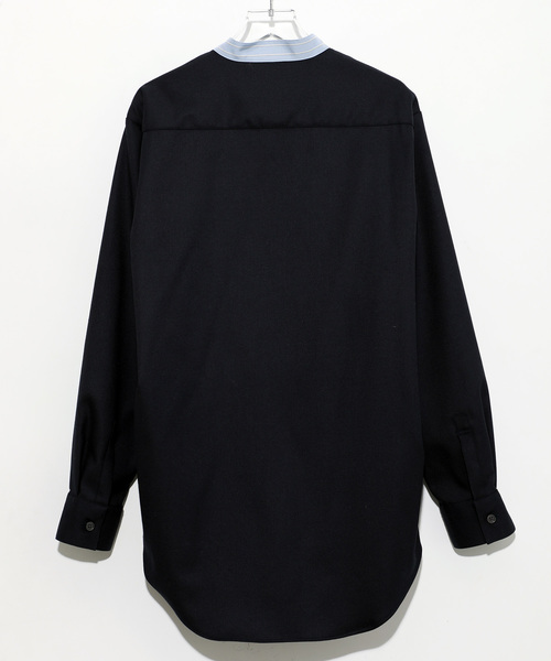 STUDIOUS（ステュディオス）の「【STUDIOUS】ソフトウォームクロスクレリックバンドカラーシャツ（シャツ/ブラウス・メンズ・ダークグレー/ベージュ/ネイビー・1/2/3）」の9枚目の写真