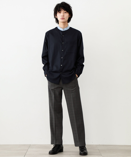 STUDIOUS（ステュディオス）の「【STUDIOUS】ソフトウォームクロスクレリックバンドカラーシャツ（シャツ/ブラウス・メンズ・ダークグレー/ベージュ/ネイビー・1/2/3）」の14枚目の写真