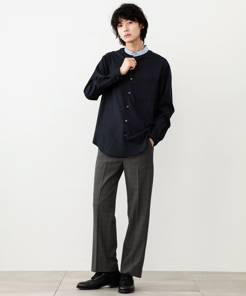 STUDIOUS（ステュディオス）の「【STUDIOUS】ソフトウォームクロスクレリックバンドカラーシャツ（シャツ/ブラウス・メンズ・ダークグレー/ベージュ/ネイビー・1/2/3）」の16枚目の写真