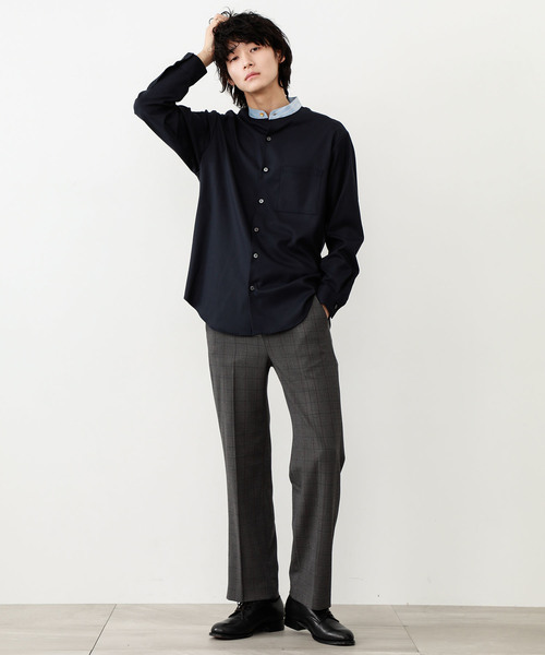 STUDIOUS（ステュディオス）の「【STUDIOUS】ソフトウォームクロスクレリックバンドカラーシャツ（シャツ/ブラウス・メンズ・ダークグレー/ベージュ/ネイビー・1/2/3）」の17枚目の写真