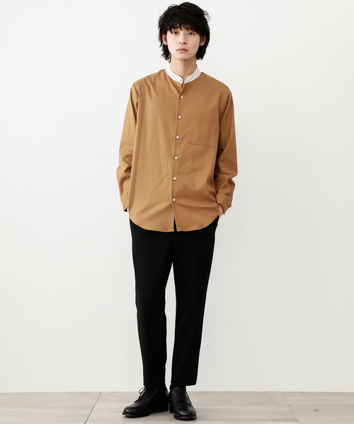 STUDIOUS（ステュディオス）の「【STUDIOUS】ソフトウォームクロスクレリックバンドカラーシャツ（シャツ/ブラウス・メンズ・ダークグレー/ベージュ/ネイビー・1/2/3）」の20枚目の写真