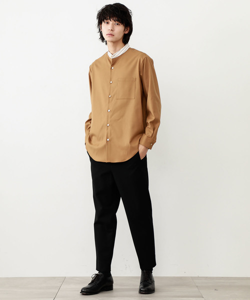 STUDIOUS（ステュディオス）の「【STUDIOUS】ソフトウォームクロスクレリックバンドカラーシャツ（シャツ/ブラウス・メンズ・ダークグレー/ベージュ/ネイビー・1/2/3）」の21枚目の写真