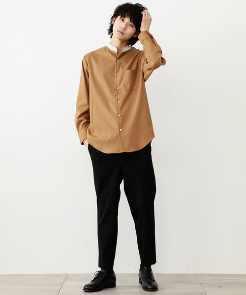 STUDIOUS（ステュディオス）の「【STUDIOUS】ソフトウォームクロスクレリックバンドカラーシャツ（シャツ/ブラウス・メンズ・ダークグレー/ベージュ/ネイビー・1/2/3）」の22枚目の写真