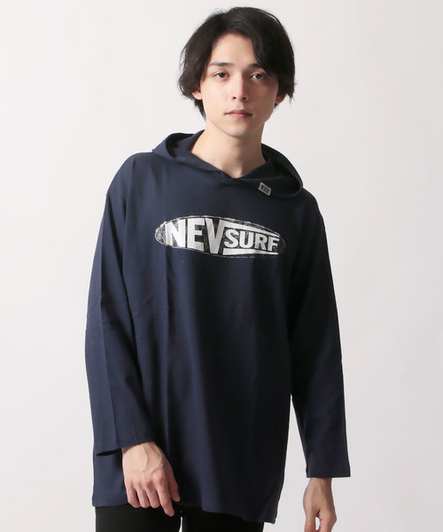 NEV(ネブ)の「プリント7分袖BIGプルオーバーパーカー(パーカー・メンズ・ブラック/ネイビー/オフホワイト/カーキ/ターコイズブルー/ホワイト系その他/ブルー系その他/レモンイエロー・M/L/XL)」の7枚目の写真