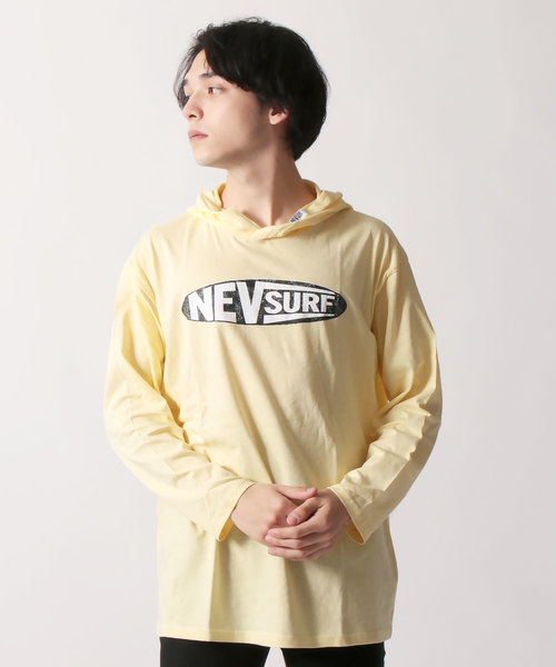 NEV(ネブ)の「プリント7分袖BIGプルオーバーパーカー(パーカー・メンズ・ブラック/ネイビー/オフホワイト/カーキ/ターコイズブルー/ホワイト系その他/ブルー系その他/レモンイエロー・M/L/XL)」の8枚目の写真