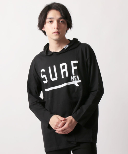 NEV(ネブ)の「プリント7分袖BIGプルオーバーパーカー(パーカー・メンズ・ブラック/ネイビー/オフホワイト/カーキ/ターコイズブルー/ホワイト系その他/ブルー系その他/レモンイエロー・M/L/XL)」の3枚目の写真