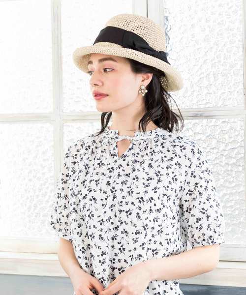 Petit Honfleur（プチオンフルール）の「細編みペーパーハット（ハット・レディース・ベージュ/アイボリー・フリー）」の8枚目の写真