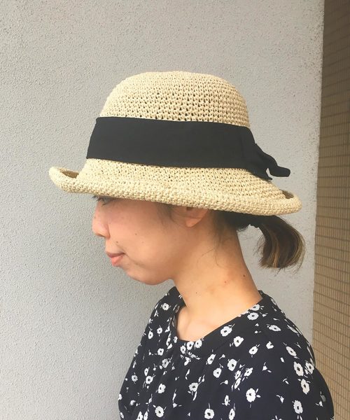 Petit Honfleur（プチオンフルール）の「細編みペーパーハット（ハット・レディース・ベージュ/アイボリー・フリー）」の10枚目の写真