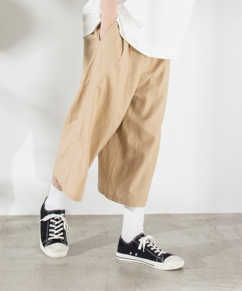WEGO（ウィゴー）の「WEGO/麻レーヨンガウチョパンツ（スラックス・メンズ・ブラック/ベージュ/カーキ・SMALL/MEDIUM/LARGE）」の3枚目の写真