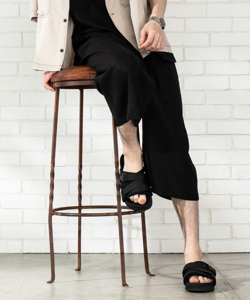 WEGO（ウィゴー）の「WEGO/麻レーヨンガウチョパンツ（スラックス・メンズ・ブラック/ベージュ/カーキ・SMALL/MEDIUM/LARGE）」の2枚目の写真